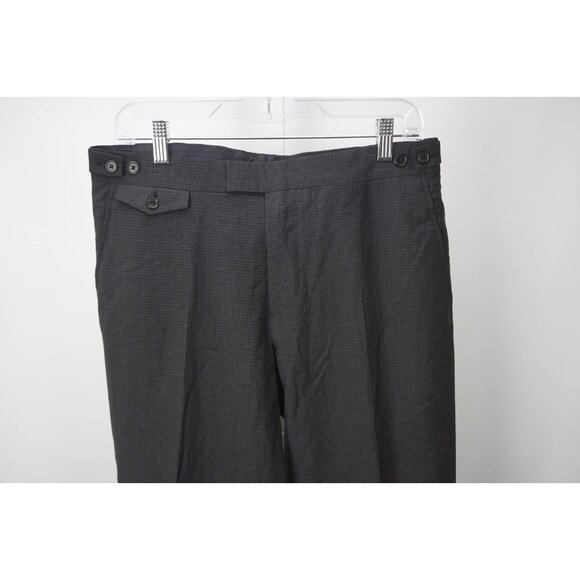 John VarvatosGray Black Plaid Mens Wool Blend Pants Sz 32 Brand New